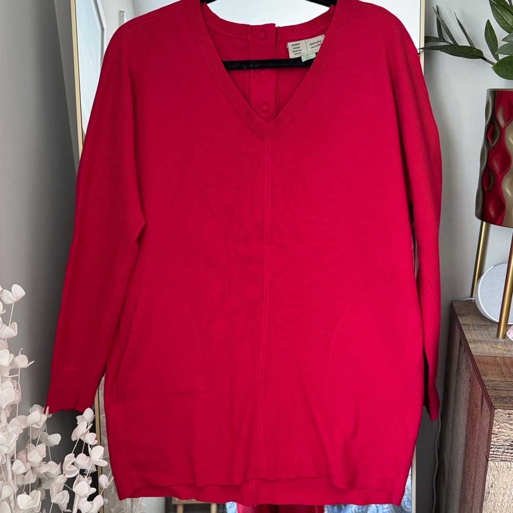 Anthropologie V-Neck Pink Long Sweater
